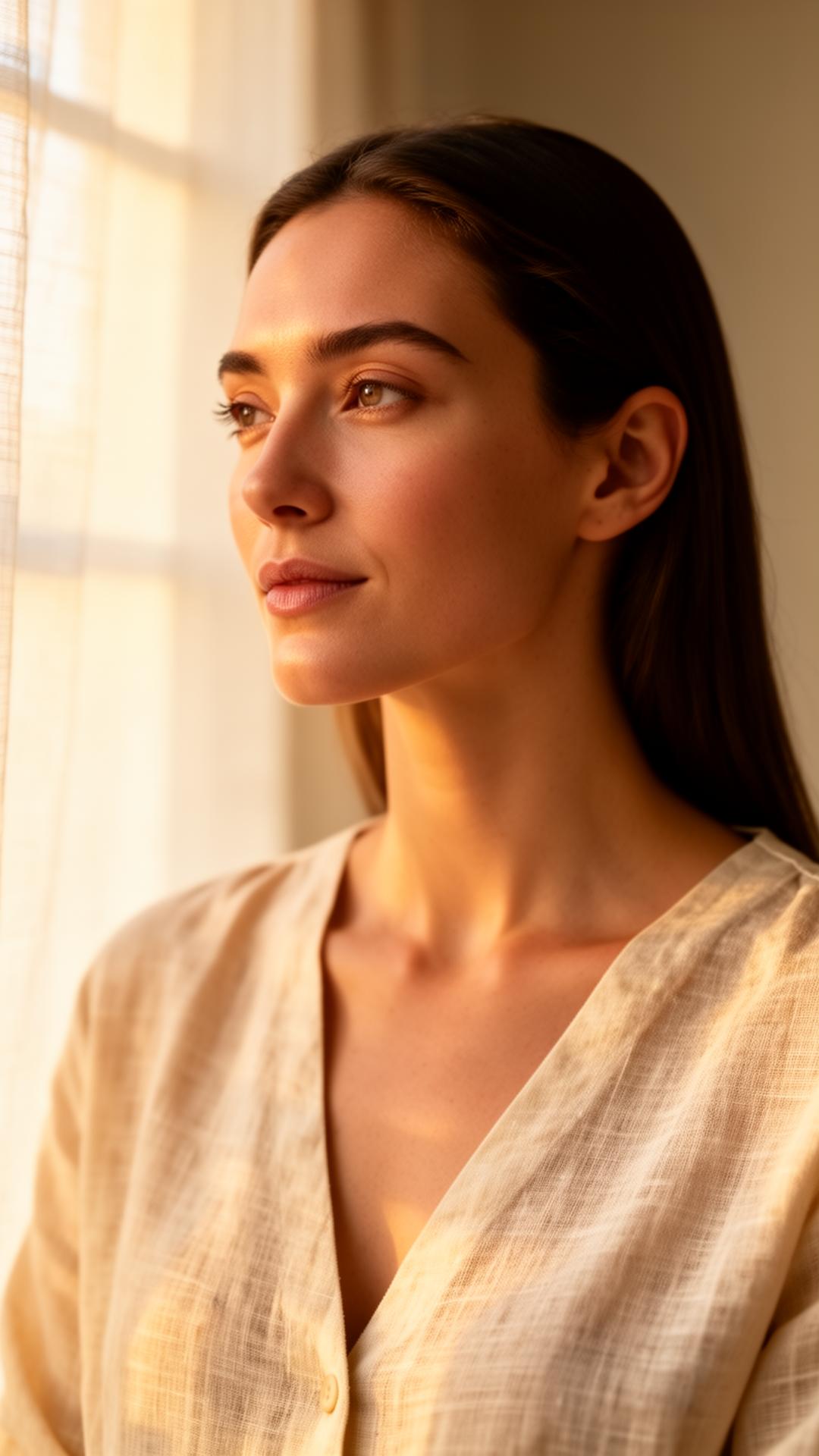 Calm wellness portrait in soft light