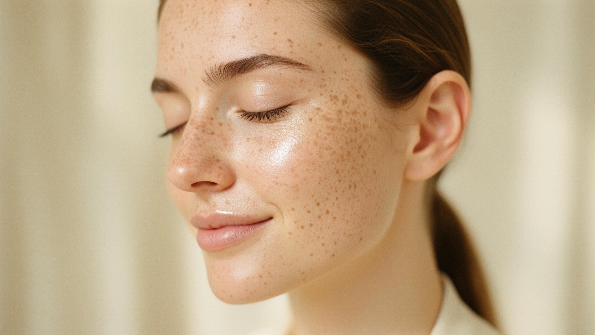 Calm portrait of a woman with glowing skin